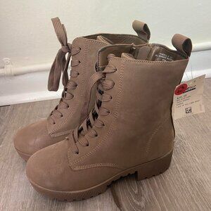 Tan Lace Up Military Boots Women's 5.5